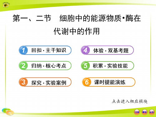 【最新】版高中生物全程复习方略配套课件(中图版)：1.3.2.1、2细胞中的能源物质·酶在代谢中的作