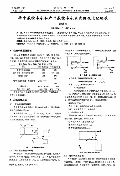 华中数控车床和广州数控车床系统编程比较略谈