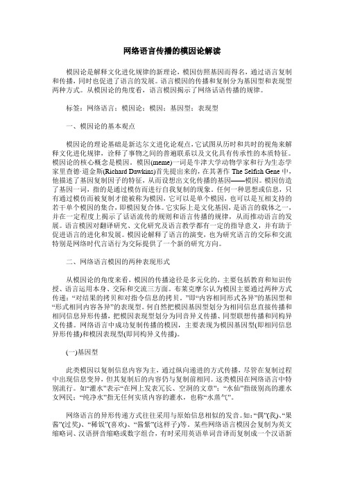 网络语言传播的模因论解读