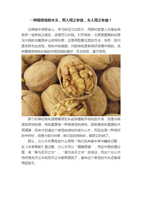 一种很奇怪的木头，男人用之补肾，女人用之补血！