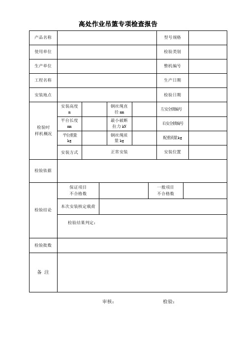 高处作业吊篮专项检查报告