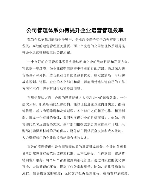 公司管理体系如何提升企业运营管理效率