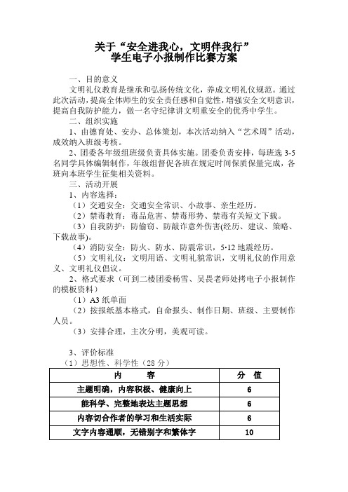 电子小报比赛方案