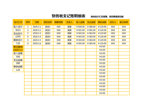 财务报表收支明细表