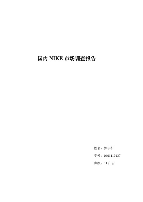 国内NIKE市场调查报1