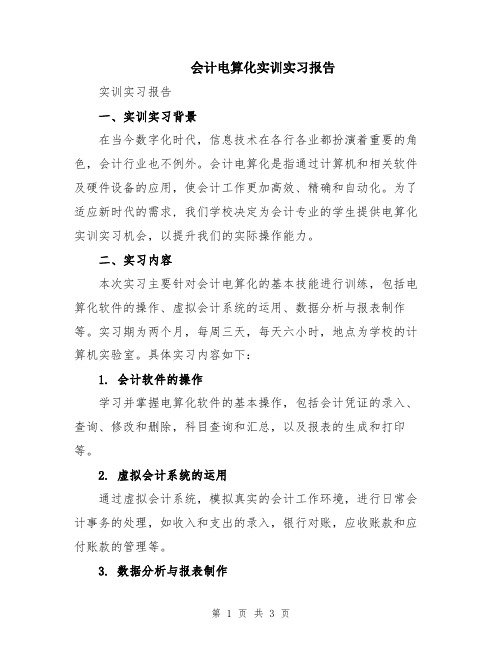 会计电算化实训实习报告