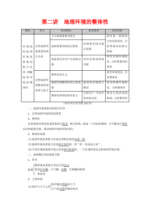 高考地理一轮复习 第3单元 从圈层作用看地理环境内在规律 第2讲 地理环境的整体性教案