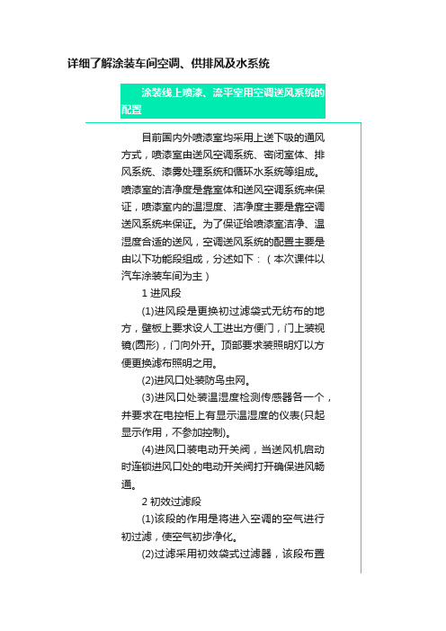 详细了解涂装车间空调、供排风及水系统