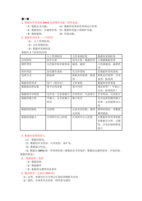 数据库系统概论复习资料