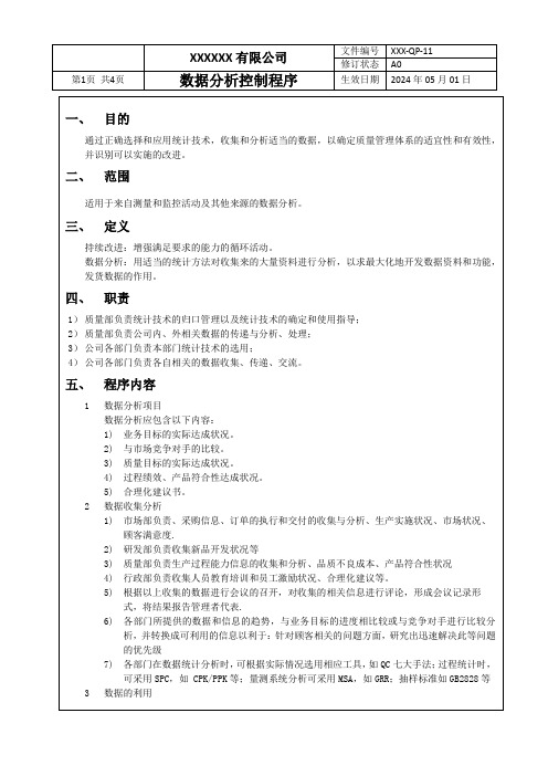 QP-11 数据分析控制程序