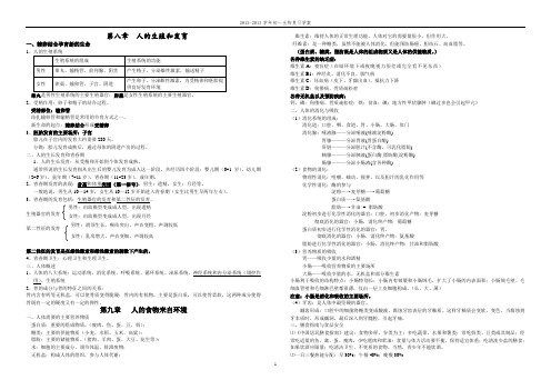 七年级生物下册生物复习学案