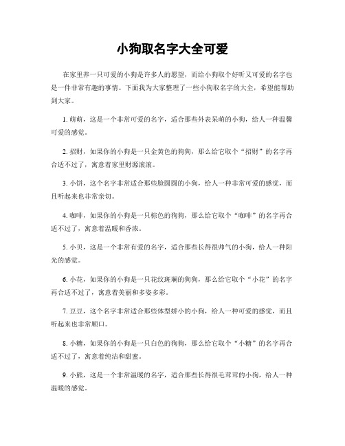 小狗取名字大全可爱