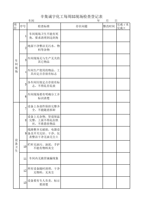 5S周检查表