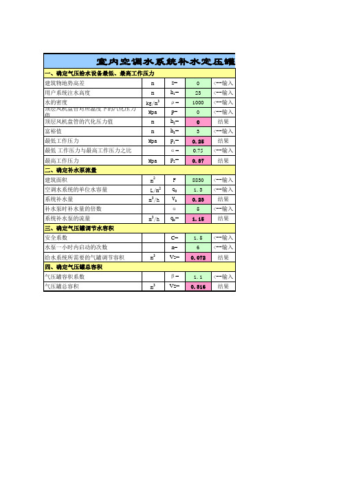 空调水系统及生活热水定压罐容积计算