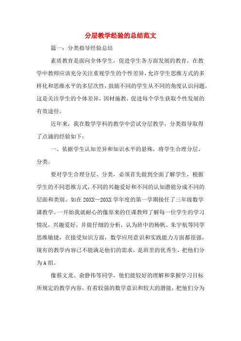 2019年分层教学经验的总结范文