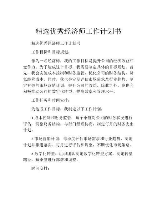 精选优秀经济师工作计划书