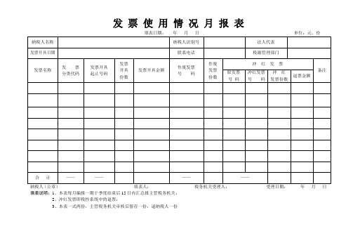 发票使用情况月报表