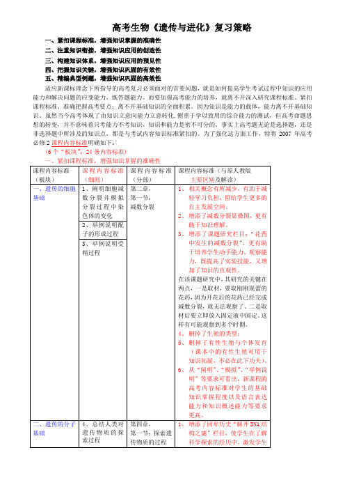 高考生物《遗传与进化》复习策略