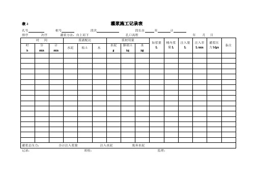 附录灌浆施工用表