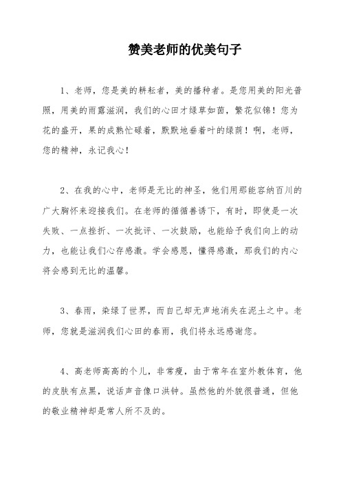 赞美老师的优美句子