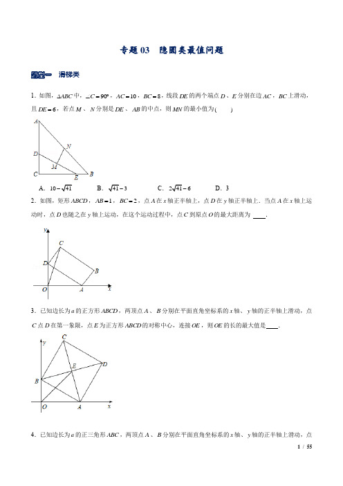 专题03  隐圆(辅助圆)最值模型