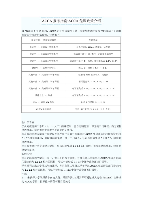 ACCA报考指南ACCA免课政策介绍