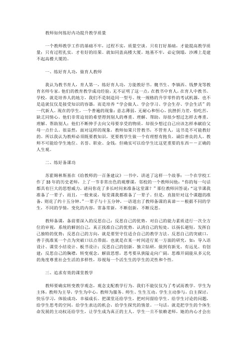 教师如何练好内功提升教学质量