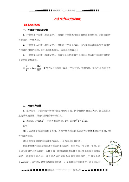 高考物理二轮复习精品资料Ⅰ专题4 万有引力与天体运动教学案(学生版)