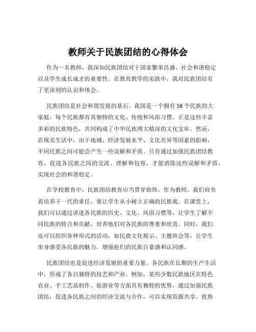 教师关于民族团结的心得体会