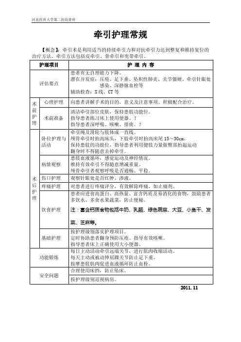 最新牵引护理常规2011.11