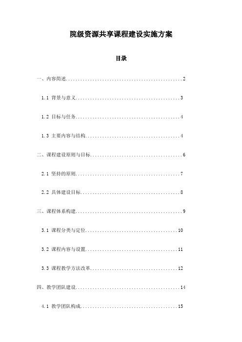 院级资源共享课程建设实施方案