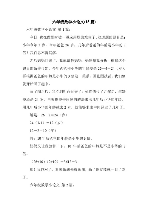 新整理六年级数学小论文(15篇)