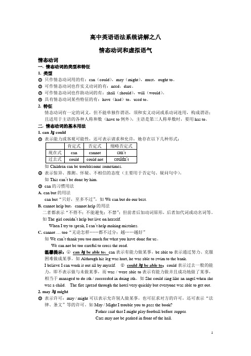 高中英语语法系统讲解之八情态动词和虚拟语气