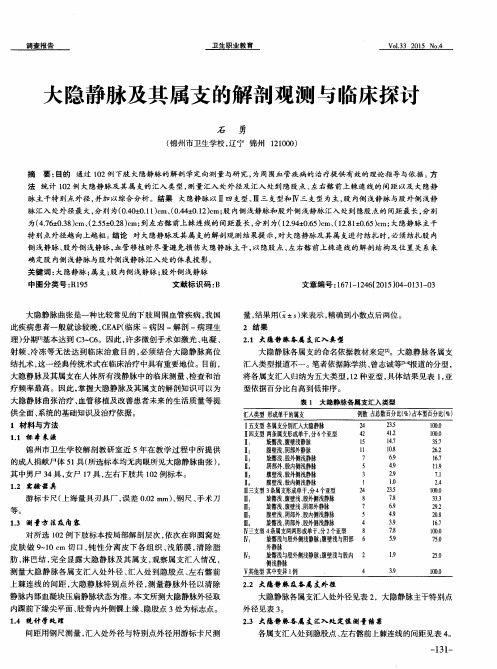 大隐静脉及其属支的解剖观测与临床探讨