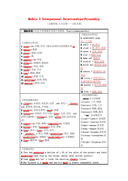 高三英语一轮复习Module3InterpersonalRelationships_Friendship预习案外研版选修60418238