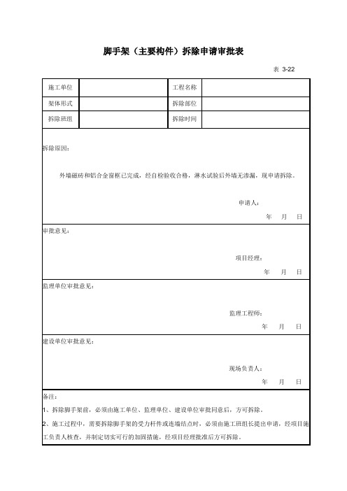 脚手架拆除