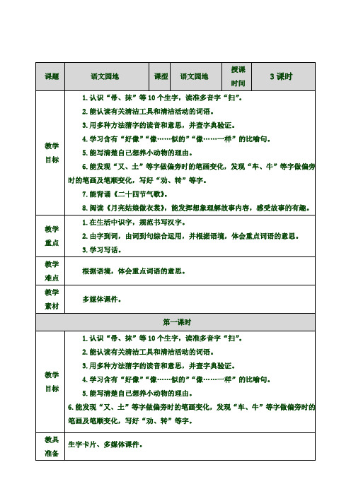 2020—2021年部编本小学语文二年级下册语 文园地七教案(精品教学设计)