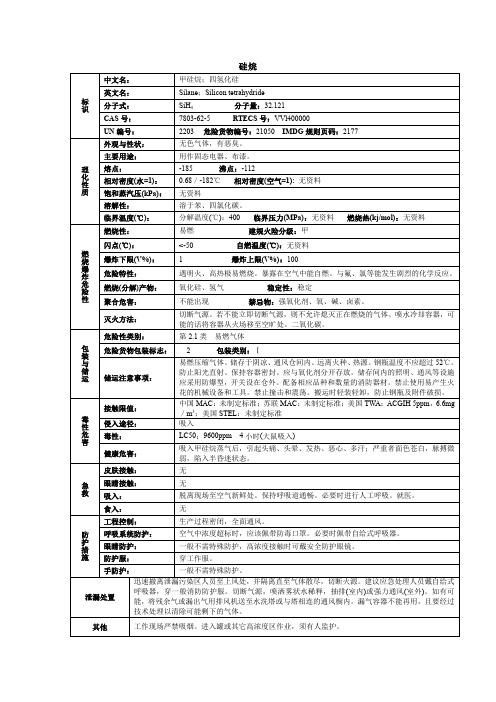 硅烷化学品安全技术说明书MSDS