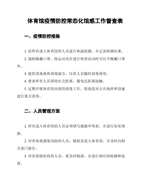 体育馆疫情防控常态化馆感工作督查表