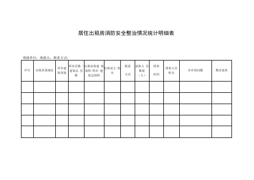 居住出租房消防安全整治情况统计明细表