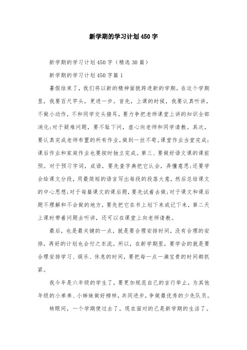 新学期的学习计划450字