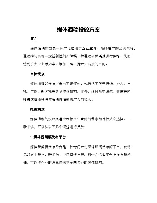 媒体通稿投放方案