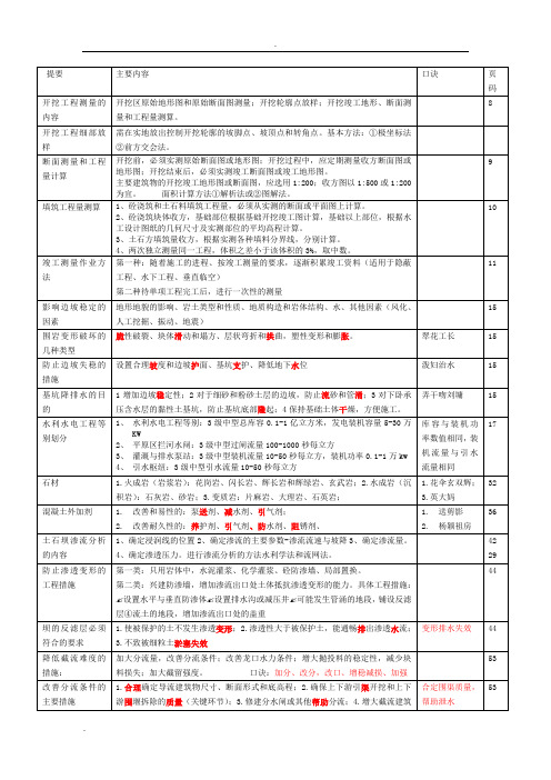 一级建造师水利水电重点及记忆口诀