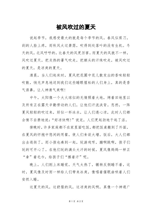 被风吹过的夏天_初三作文