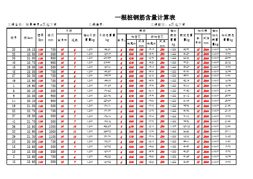 灌注桩钢筋含量计算表