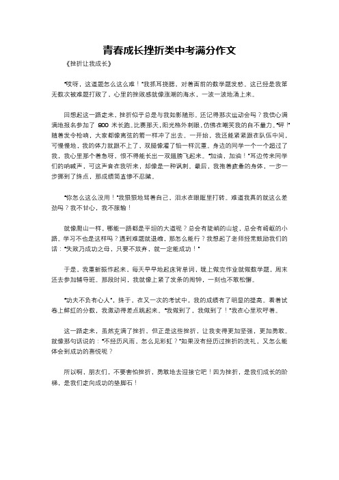 青春成长挫折类中考满分作文