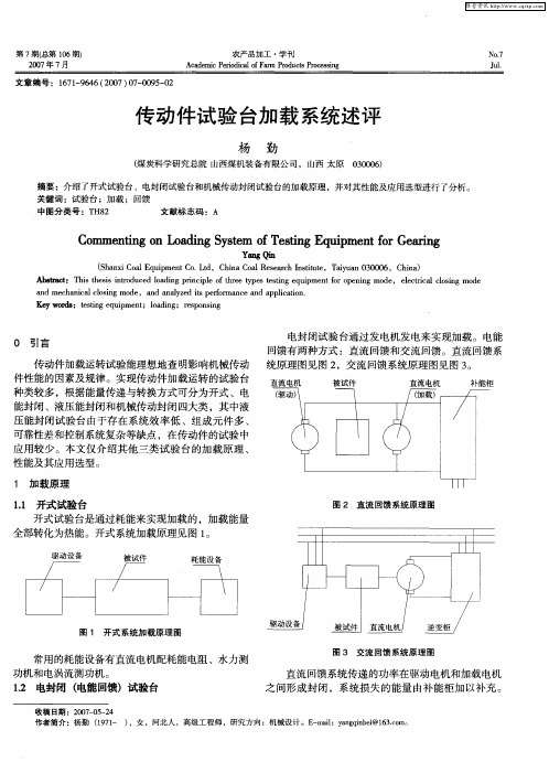 传动件试验台加载系统述评