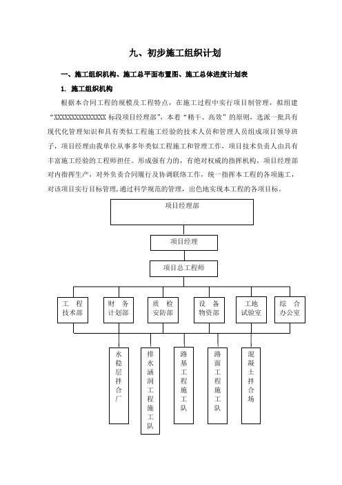 公路工程初步施工组织设计