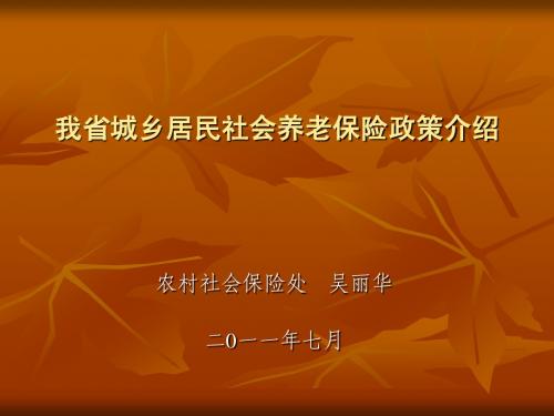 城乡居民社会养老保险讲课(2011.7.13)