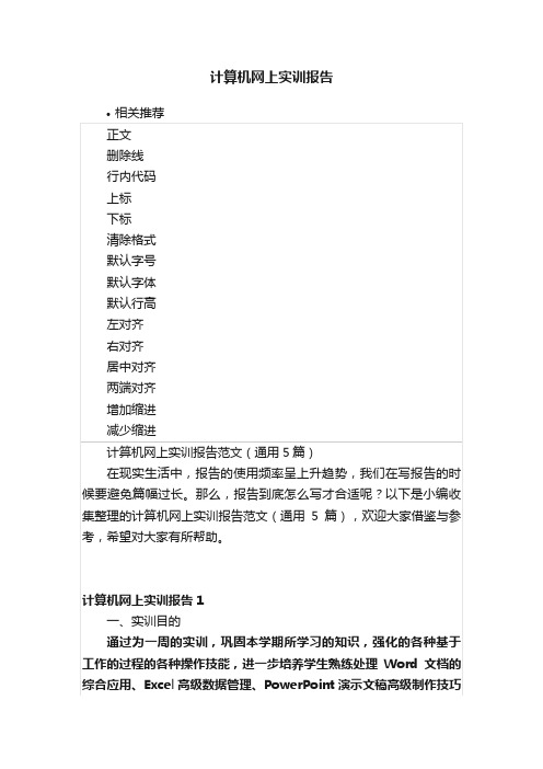 计算机网上实训报告